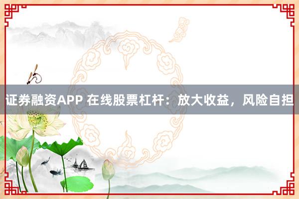 证券融资APP 在线股票杠杆：放大收益，风险自担