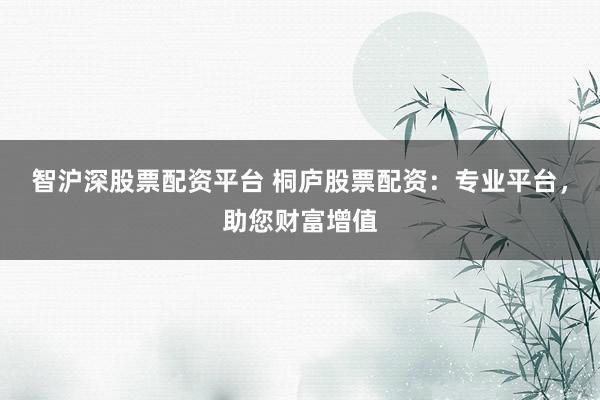 智沪深股票配资平台 桐庐股票配资：专业平台，助您财富增值