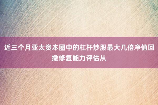 近三个月亚太资本圈中的杠杆炒股最大几倍净值回撤修复能力评估从