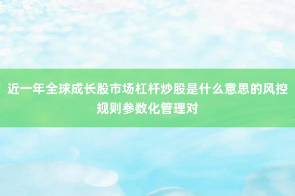 近一年全球成长股市场杠杆炒股是什么意思的风控规则参数化管理对